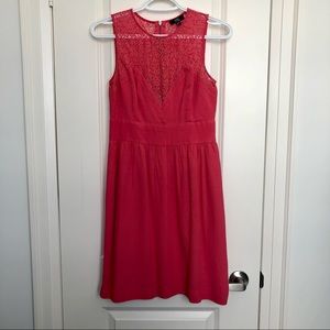 Coral Sleeveless Lace Dress